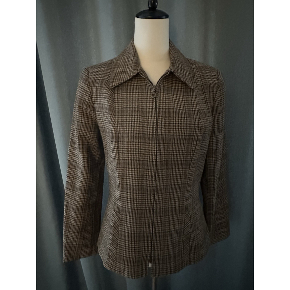 VTG Alanni Brown Collared Full Zip 100% Wool Shell Jacket Women’s 8